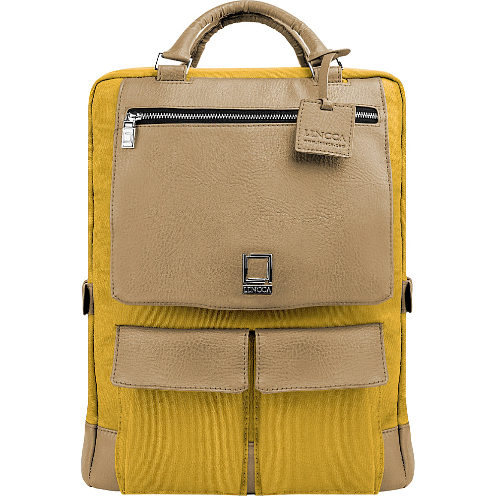 Lencca Alpaque Laptop Traveler s Backpack Mustard Yellow Cool Camel Lencca Business Laptop Backpacks