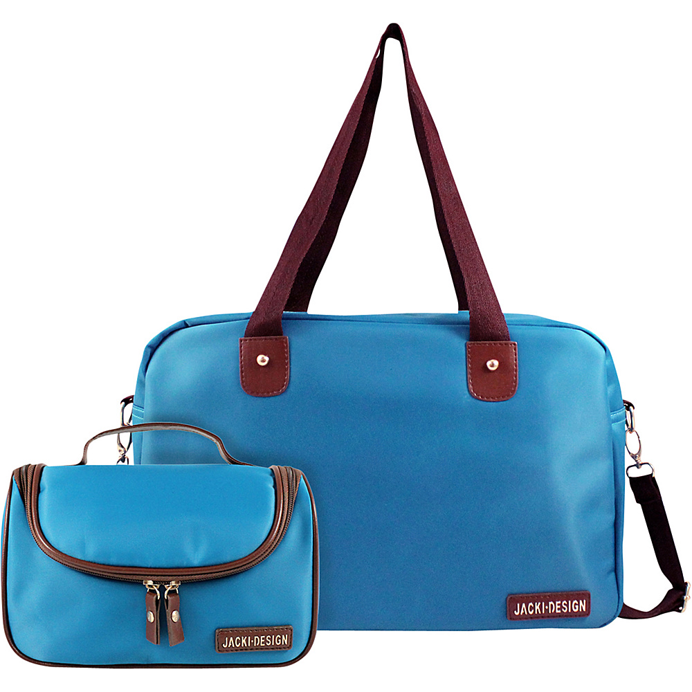 Jacki Design 2 Piece Duffel and Hanging Travel Bag Set Blue Jacki Design All Purpose Duffels