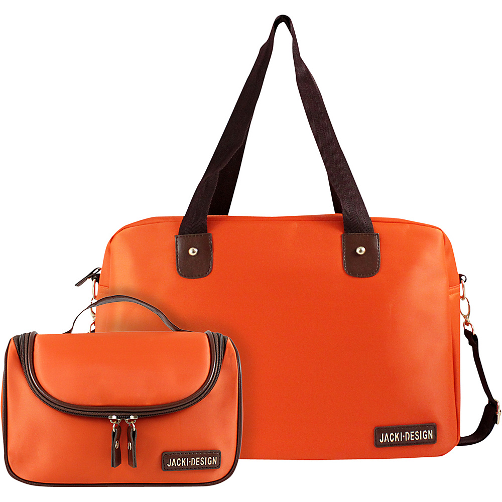 Jacki Design 2 Piece Duffel and Hanging Travel Bag Set Orange Jacki Design Travel Duffels