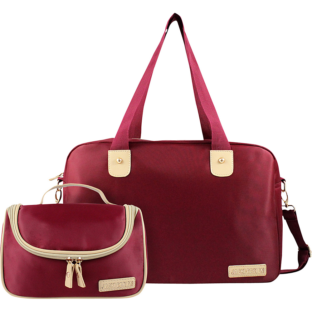 Jacki Design 2 Piece Duffel and Hanging Travel Bag Set Red Jacki Design All Purpose Duffels