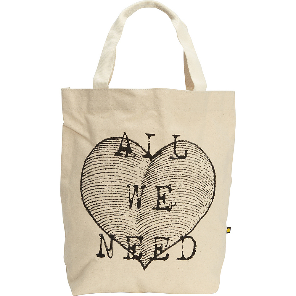 Life is good Engraved Message Tote Natural Heart Life is good Fabric Handbags