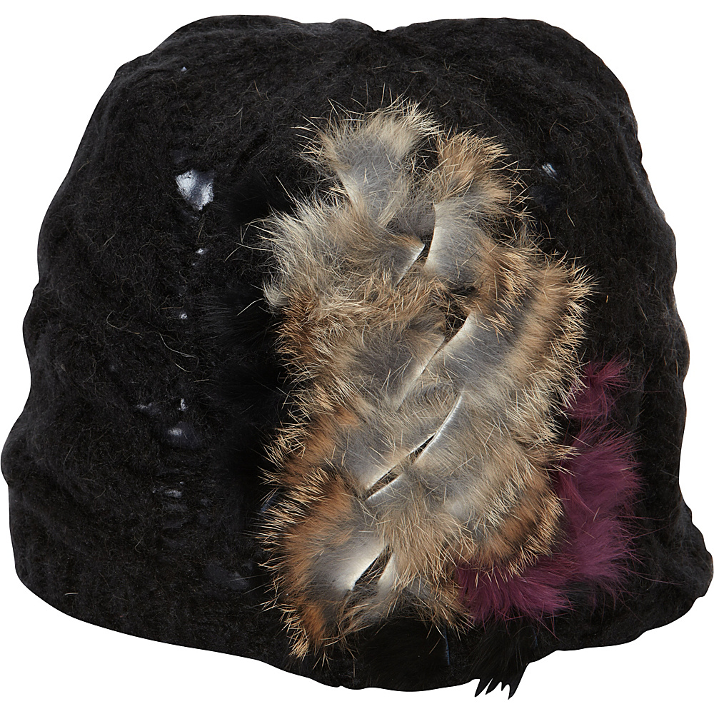 Magid Knit Beanie with Faux Fur Black Magid Hats Gloves Scarves