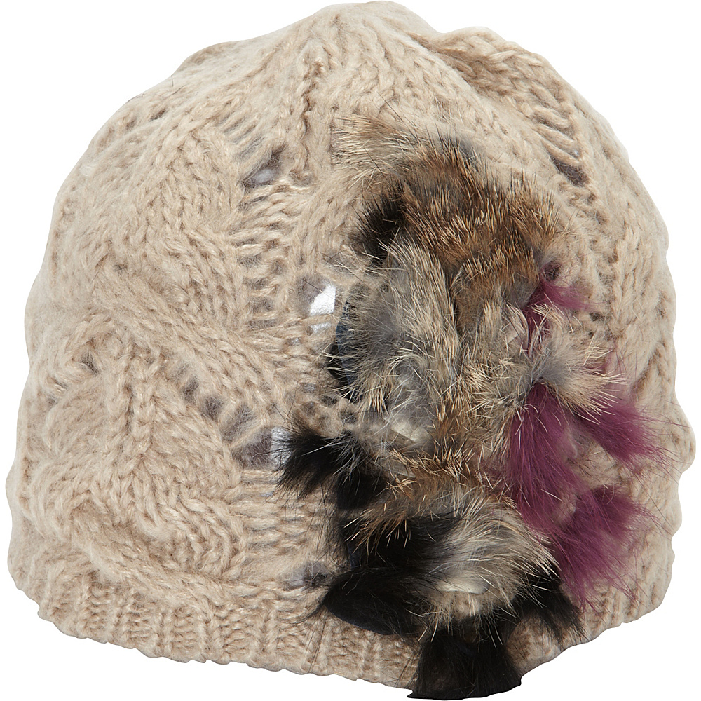 Magid Knit Beanie with Faux Fur Camel Magid Hats Gloves Scarves