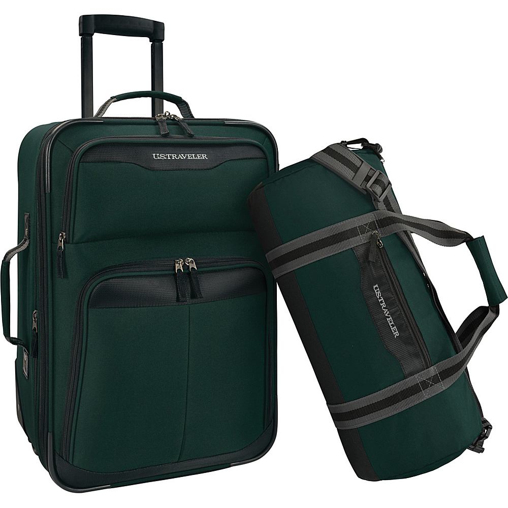 U.S. Traveler 2 Piece Carry On Rolling Upright Duffel Bag Luggage Set Forest U.S. Traveler Luggage Sets