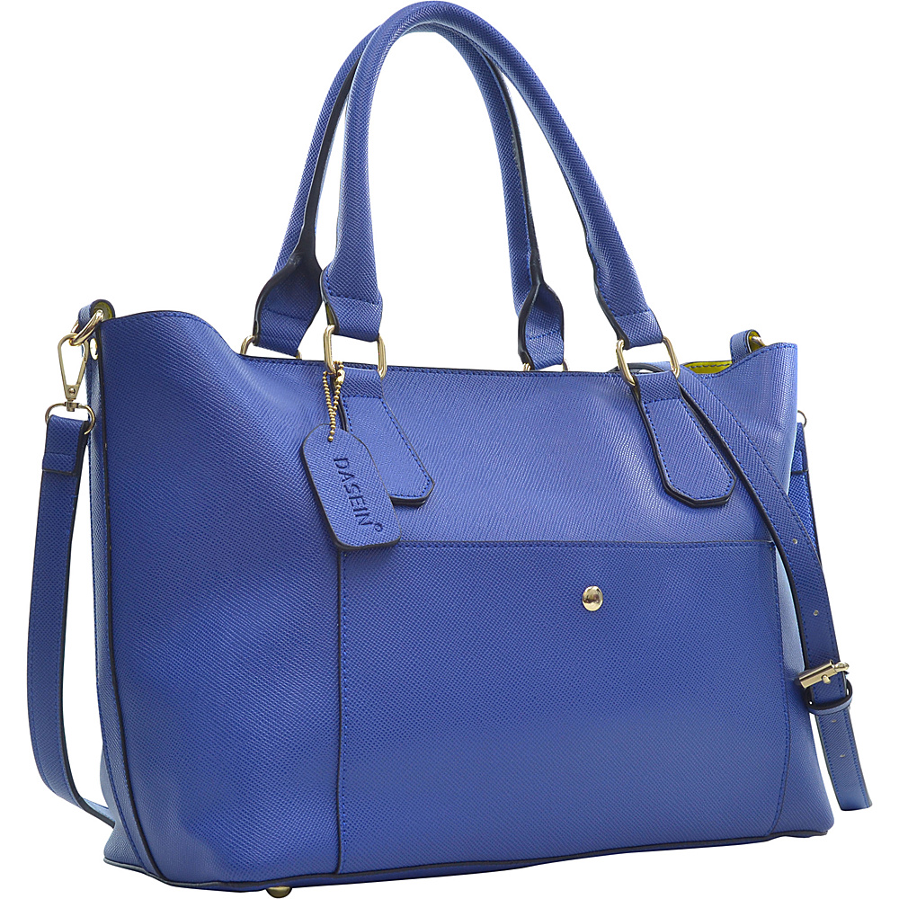 Dasein 2 in 1 Satchel with Front Snap Pocket Blue Dasein Manmade Handbags