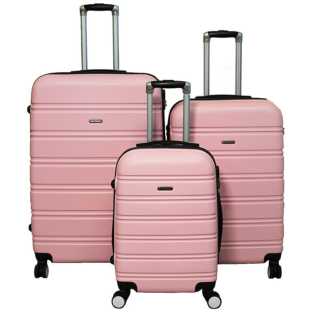 World Traveler Regis 3 Piece Hardside Expandable Spinner Luggage Set Pink World Traveler Luggage Sets