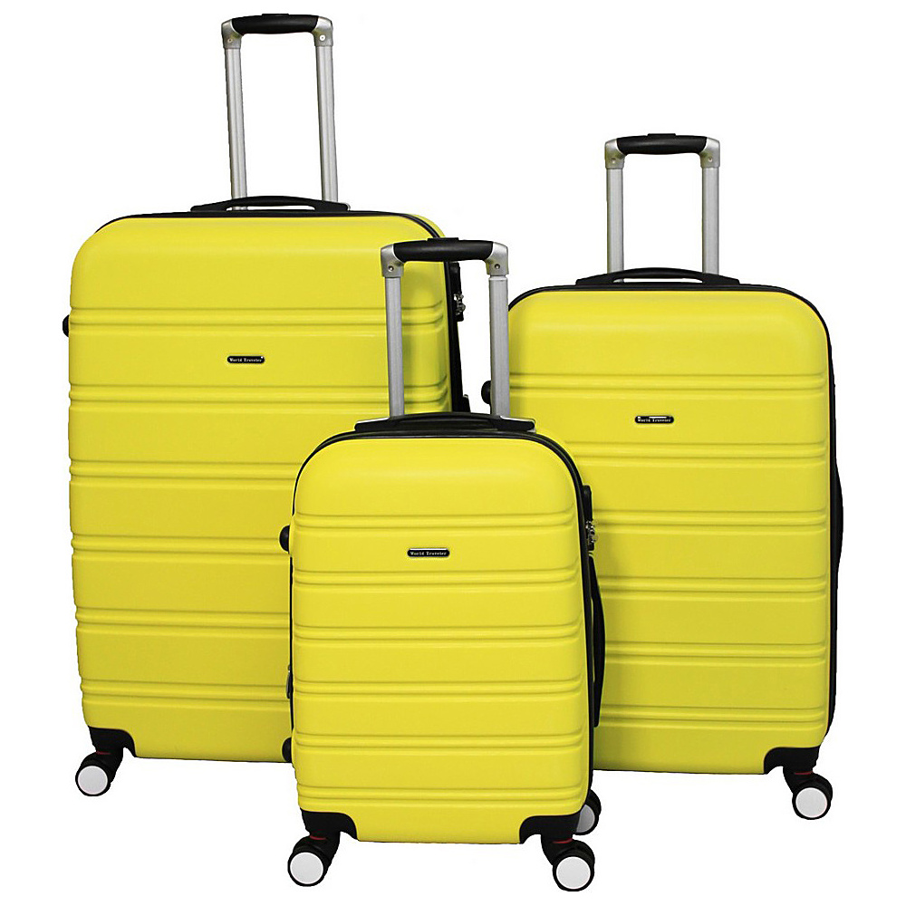 World Traveler Regis 3 Piece Hardside Expandable Spinner Luggage Set Yellow World Traveler Luggage Sets