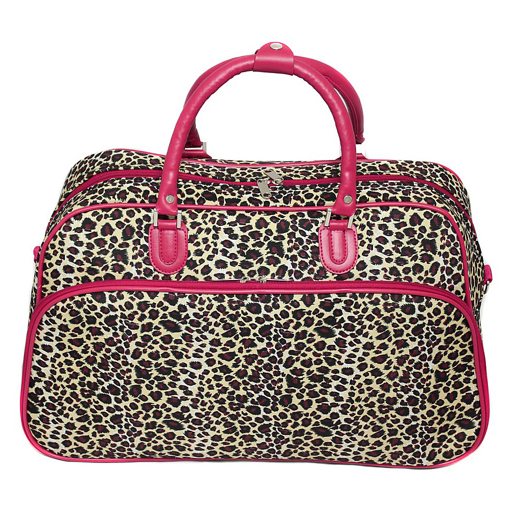 World Traveler Leopard 21 Carry On Duffel Bag Pink Trim Leopard World Traveler Rolling Duffels