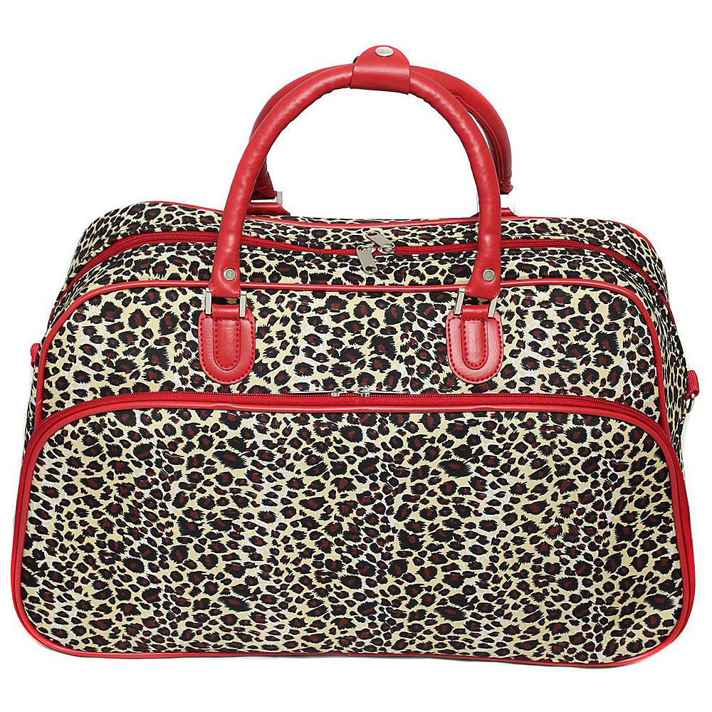 World Traveler Leopard 21 Carry On Duffel Bag Red Trim Leopard World Traveler Rolling Duffels