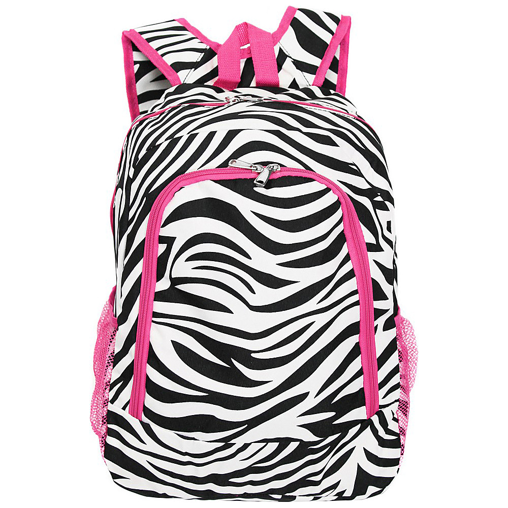 World Traveler Zebra 16 Multipurpose Backpack Pink Trim Zebra World Traveler Everyday Backpacks
