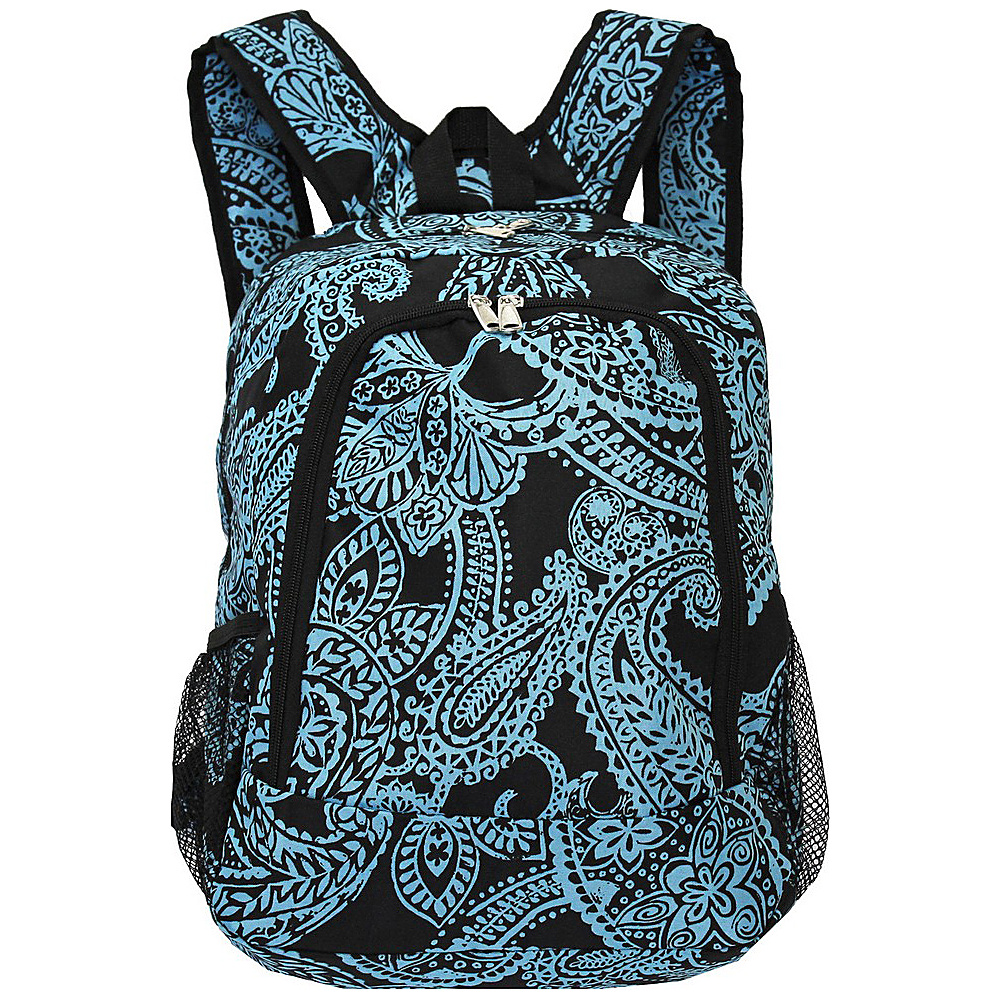 World Traveler Paisley 16 Multipurpose Backpack Black Blue Paisley World Traveler Everyday Backpacks