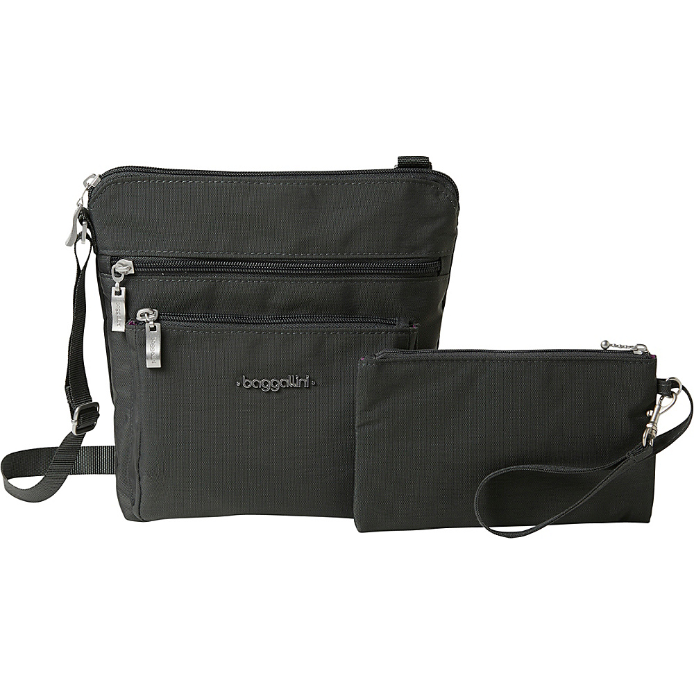 baggallini Pocket Crossbody with RFID Charcoal baggallini Fabric Handbags
