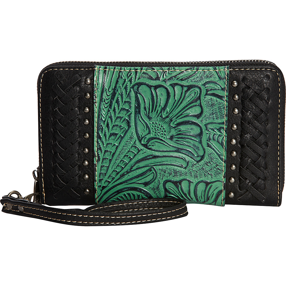 Trinity Ranch Women s Tooled with Braid Wallet Black Trinity Ranch Women s Wallets