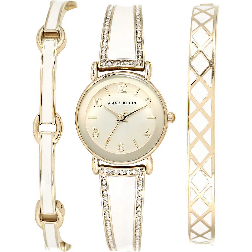 Anne Klein Watches Swarovski Crystal Boxed Bracelet and Bangle Watch Set Ivory Gold Anne Klein Watches Watches