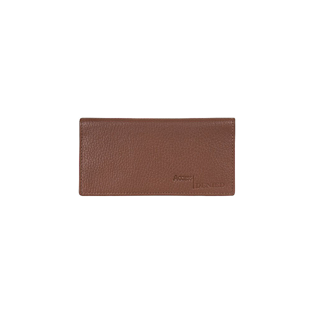 Access Denied RFID Blocking Pebble Leather Checkbook Cover with 6 Credit Card Slots Tan Access Denied Women s Wallets