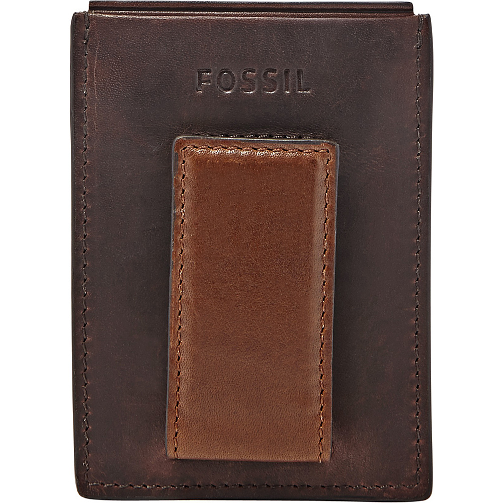 Fossil Max Magnetic Card Case Brown Fossil Mens Wallets