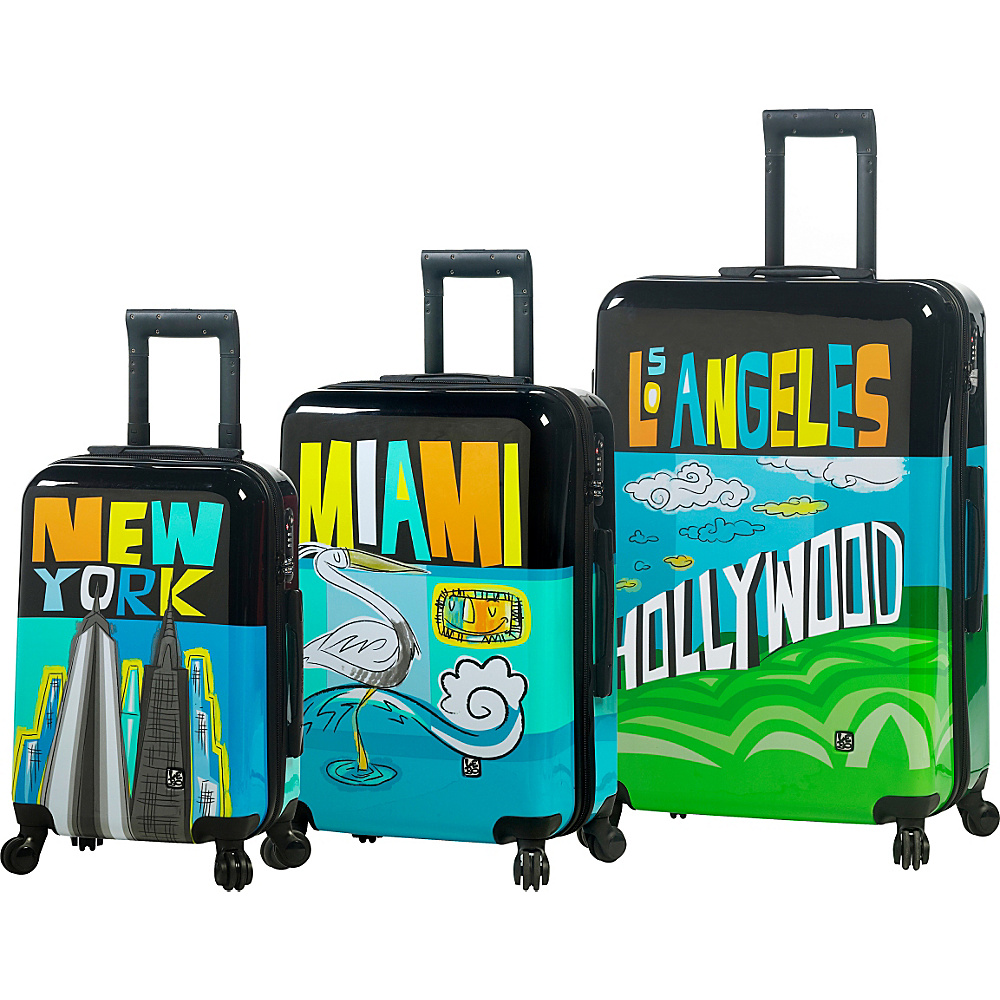 Mia Toro ITALY Lebo Destination USA Luggage Set Multicolor Mia Toro ITALY Luggage Sets