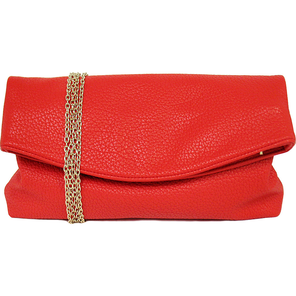 JNB Foldover Clutch Red JNB Manmade Handbags