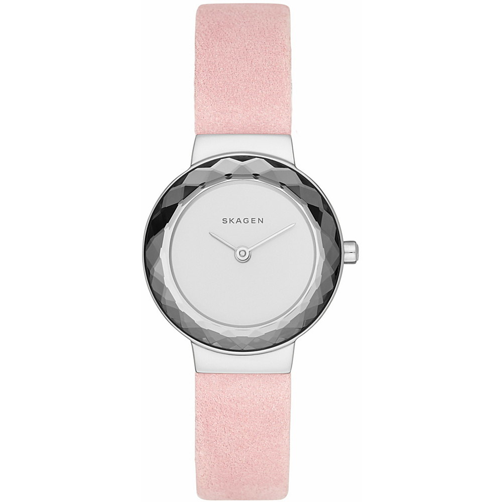 Skagen Leonora Leather Watch Pink Skagen Watches