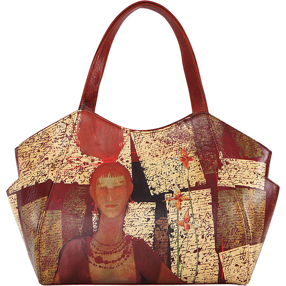 Icon Shoes Large Shoulder Tote with Side Pockets Russian Red Icon Shoes Leather Handbags