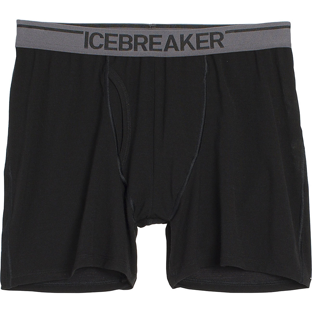 Icebreaker Mens Anatomica Relaxed Boxers with Fly M Black Icebreaker Men s Apparel
