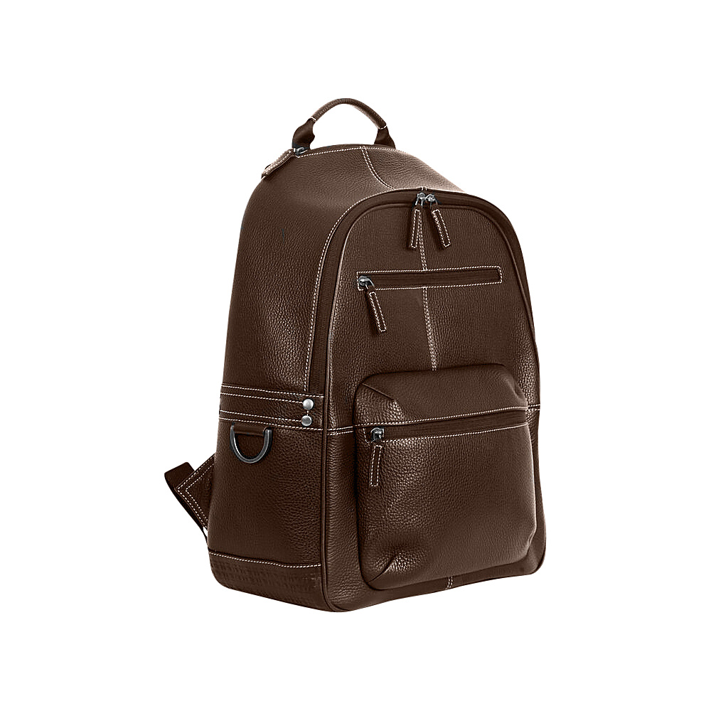Boconi Tyler Tumbled Campus Pack Coffee with Khaki Boconi Business Laptop Backpacks