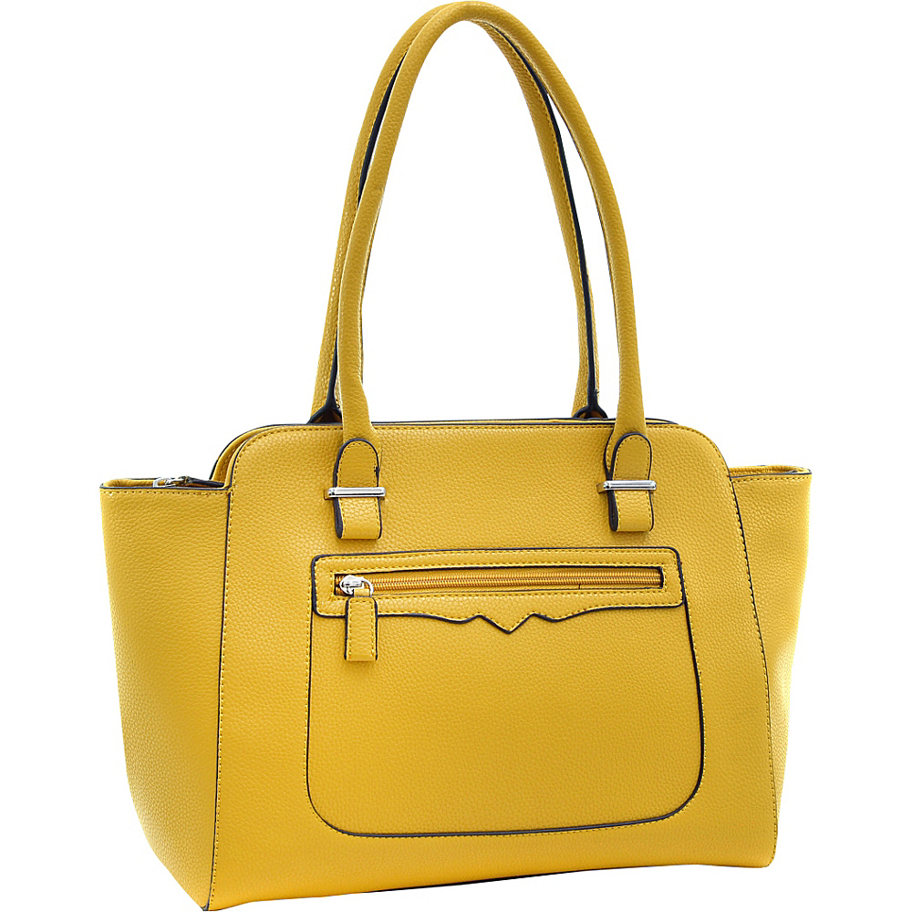 Dasein Faux Leather Shoulder Bag with Front Zipper Pocket Yellow Dasein Manmade Handbags