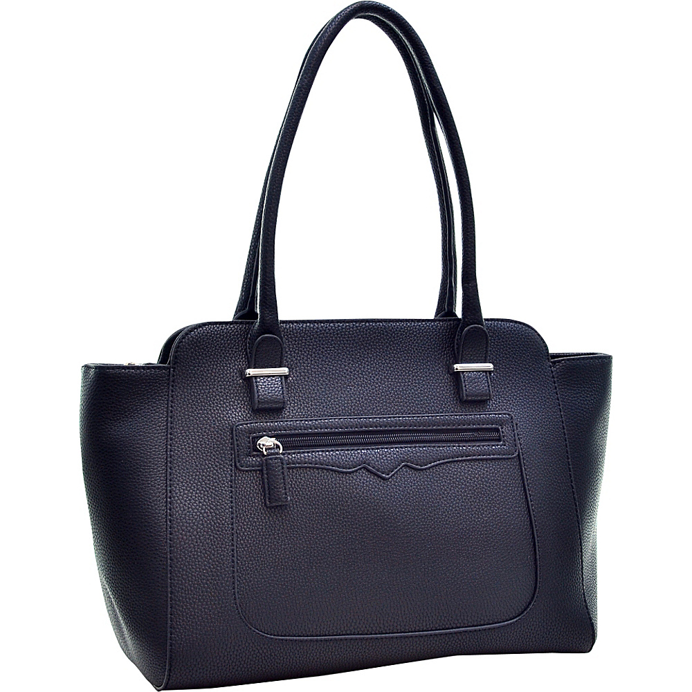 Dasein Faux Leather Shoulder Bag with Front Zipper Pocket Black Dasein Manmade Handbags