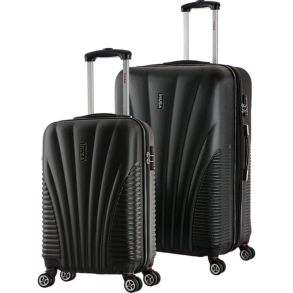 inUSA Chicago SL 2 Piece Lightweight Hardside Spinner Luggage Set Black inUSA Luggage Sets