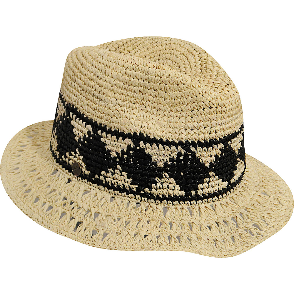 Karen Kane Hats Raffia Straw Aztec Trilby Hat Ivory Black Karen Kane Hats Hats Gloves Scarves