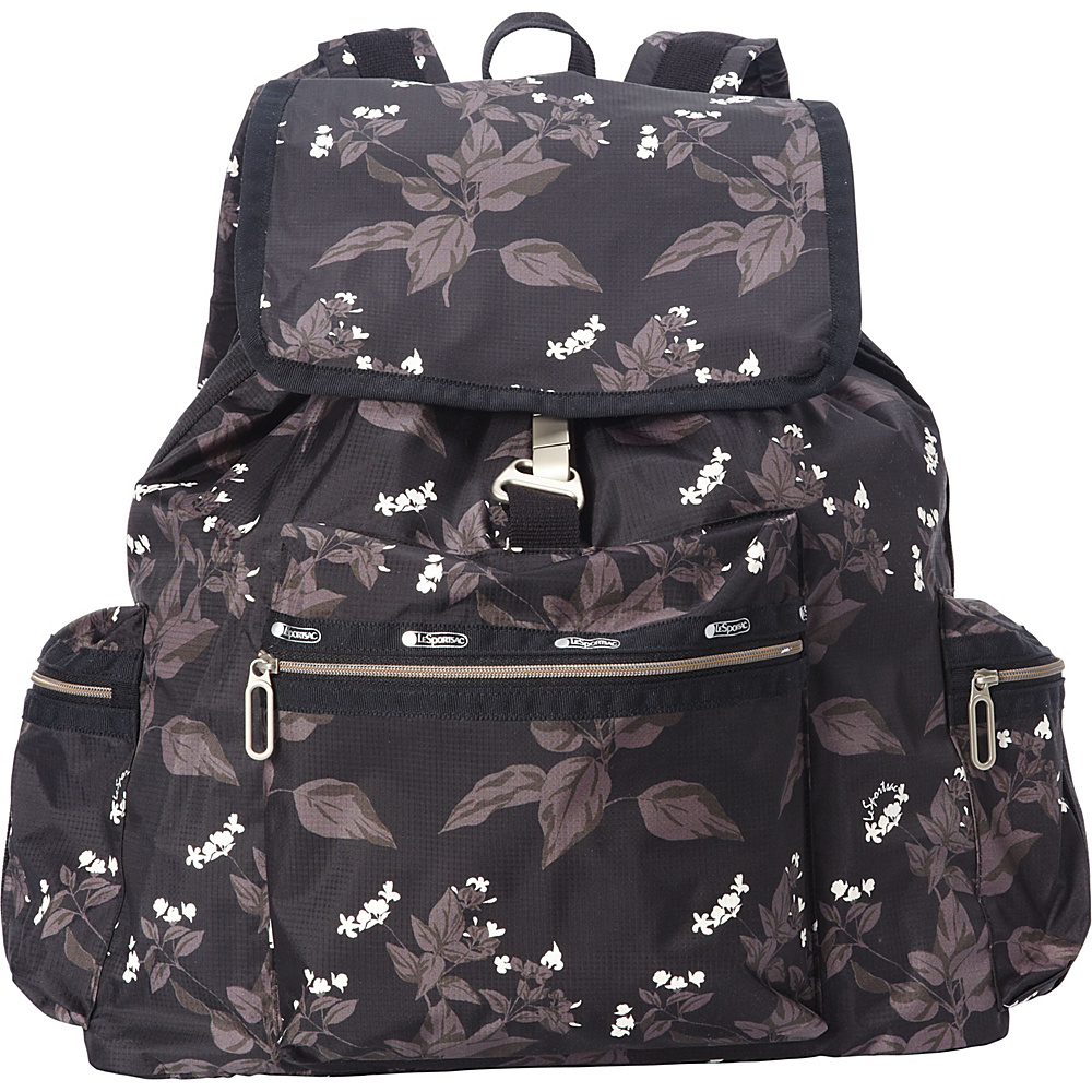 LeSportsac 3 Zip Voyager Backpack Botanical Black C LeSportsac Everyday Backpacks