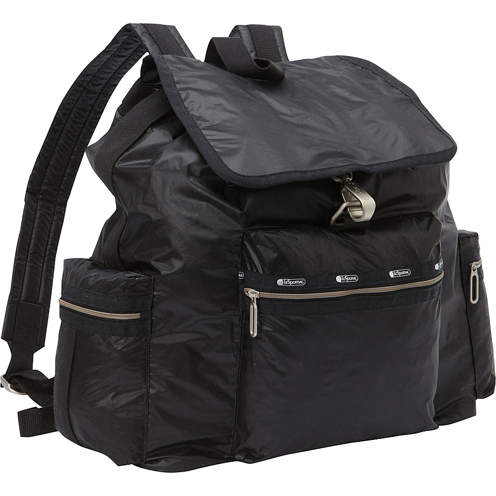LeSportsac 3 Zip Voyager Backpack True Black LeSportsac School Day Hiking Backpacks