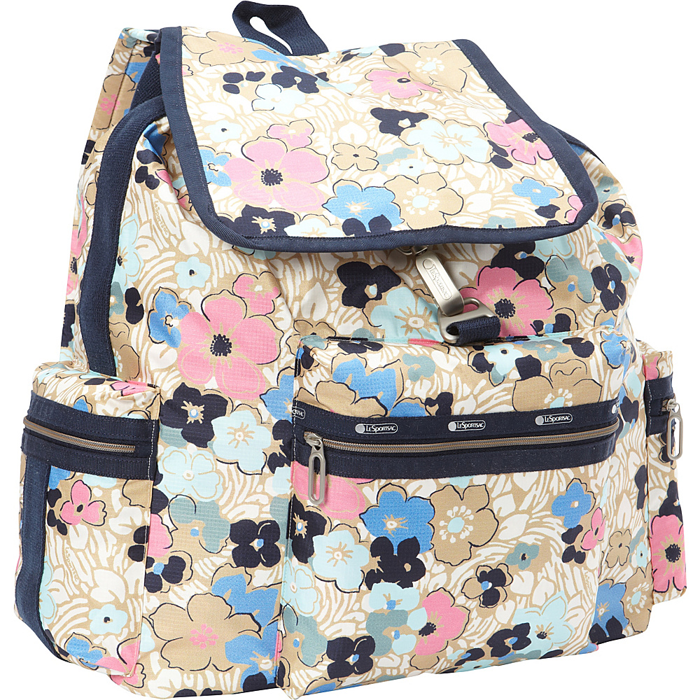 LeSportsac 3 Zip Voyager Backpack Ocean Blooms LeSportsac Everyday Backpacks