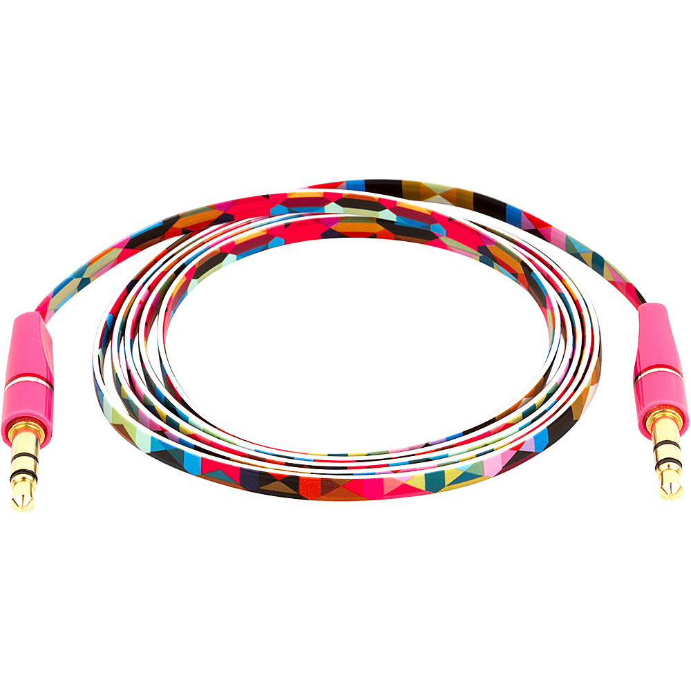EMPIRE FLATZ 3.5mm Stereo Male to Male Auxiliary Cable Pink Geometric EMPIRE Electronics
