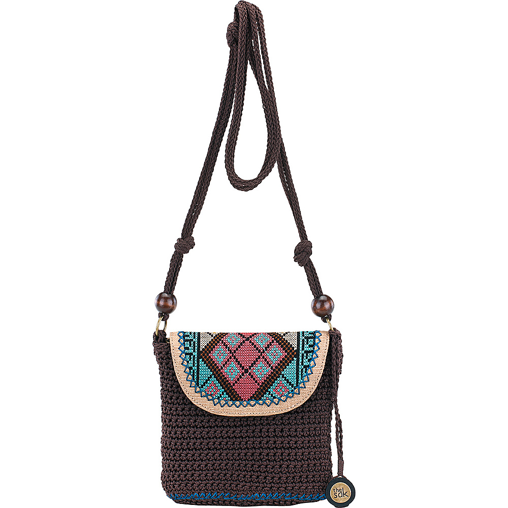 The Sak Sayulita Mini Flap Crossbody Brown Tribal The Sak Fabric Handbags