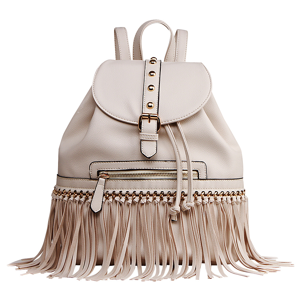 MKF Collection Monica Elegant Fringed Backpack Beige MKF Collection Manmade Handbags