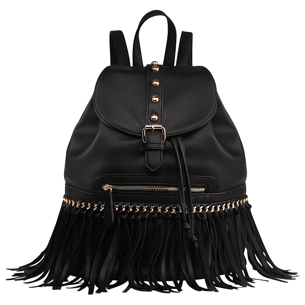 MKF Collection Monica Elegant Fringed Backpack Black MKF Collection Manmade Handbags