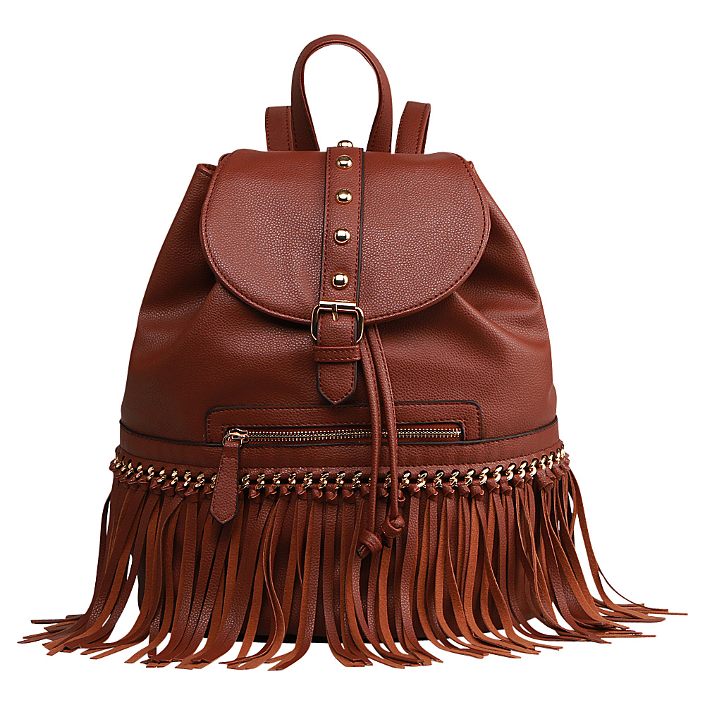MKF Collection Monica Elegant Fringed Backpack Brown MKF Collection Manmade Handbags