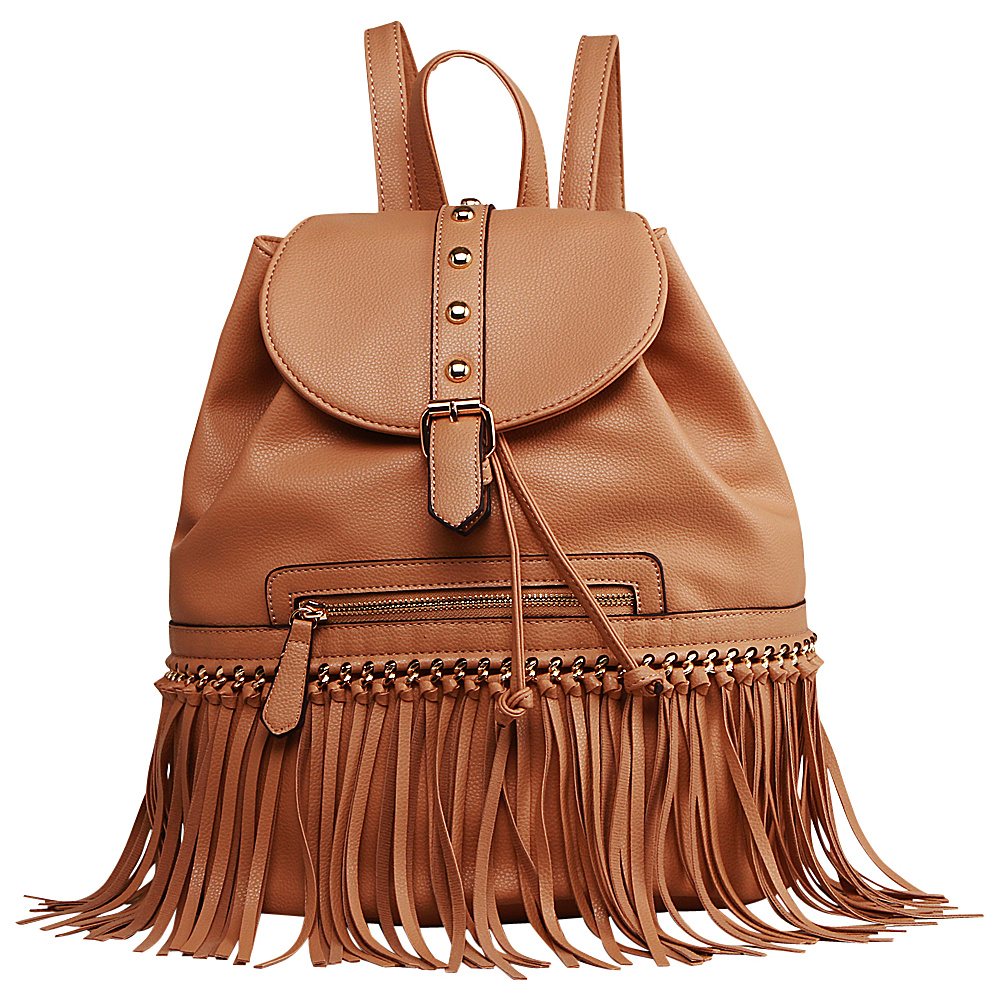 MKF Collection Monica Elegant Fringed Backpack Camel MKF Collection Manmade Handbags