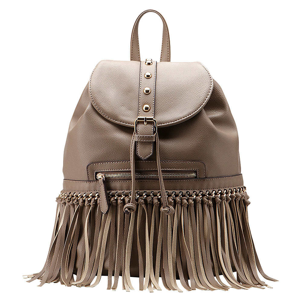 MKF Collection Monica Elegant Fringed Backpack Khaki MKF Collection Manmade Handbags