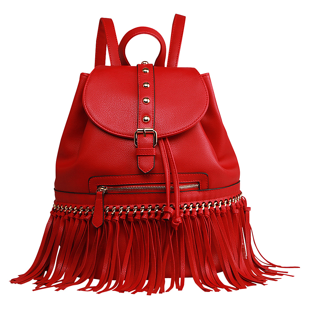 MKF Collection Monica Elegant Fringed Backpack Red MKF Collection Manmade Handbags