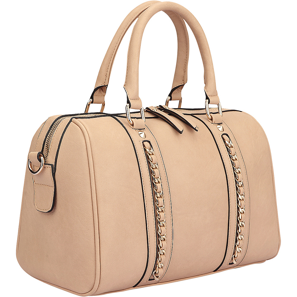 Dasein Faux Leather Medium Satchel Shoulder Bag Tan Dasein Manmade Handbags