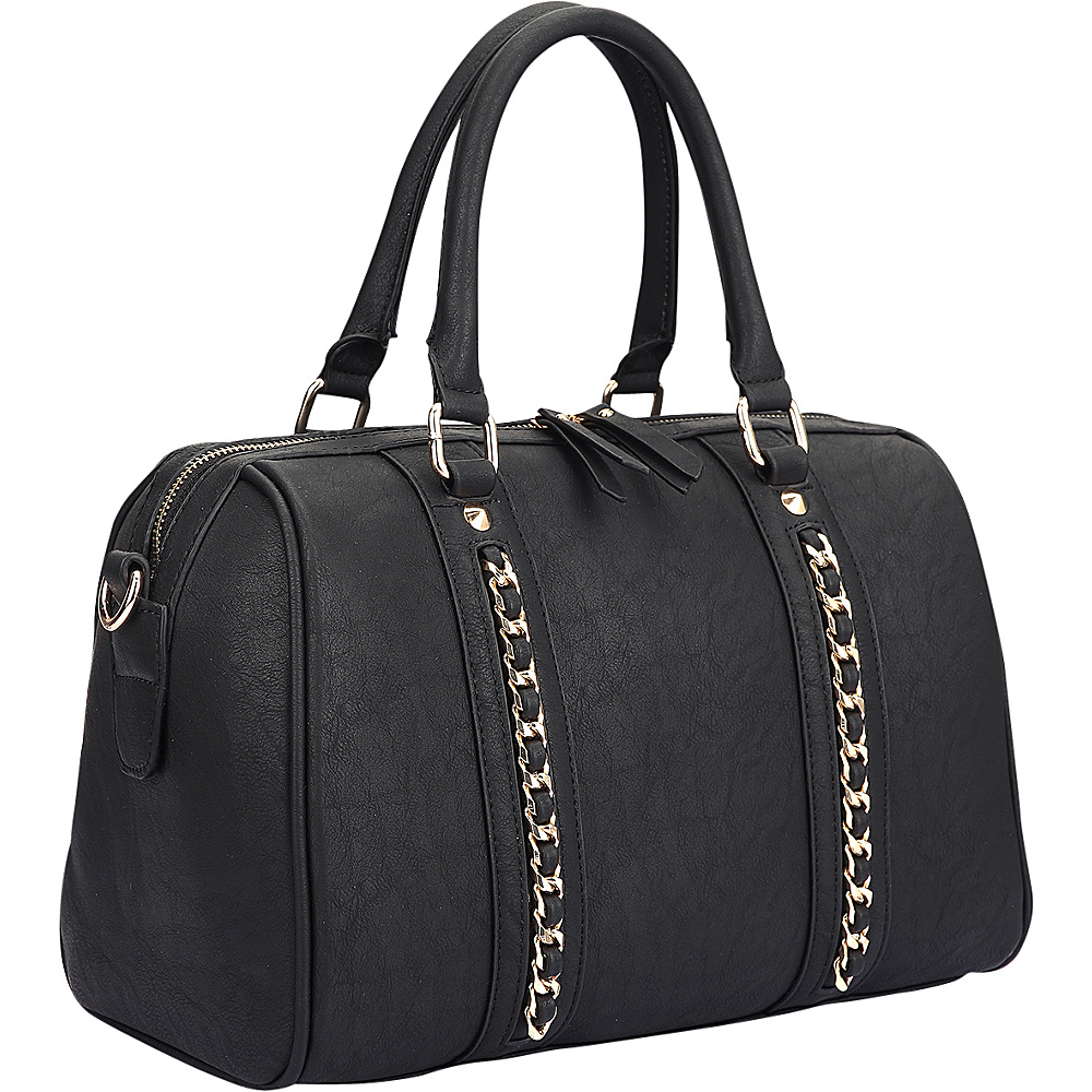 Dasein Faux Leather Medium Satchel Shoulder Bag Black Dasein Manmade Handbags