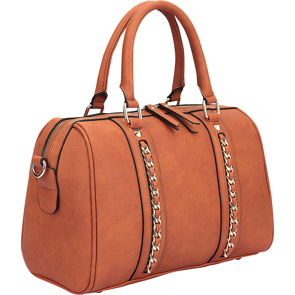 Dasein Faux Leather Medium Satchel Shoulder Bag Brown Dasein Manmade Handbags