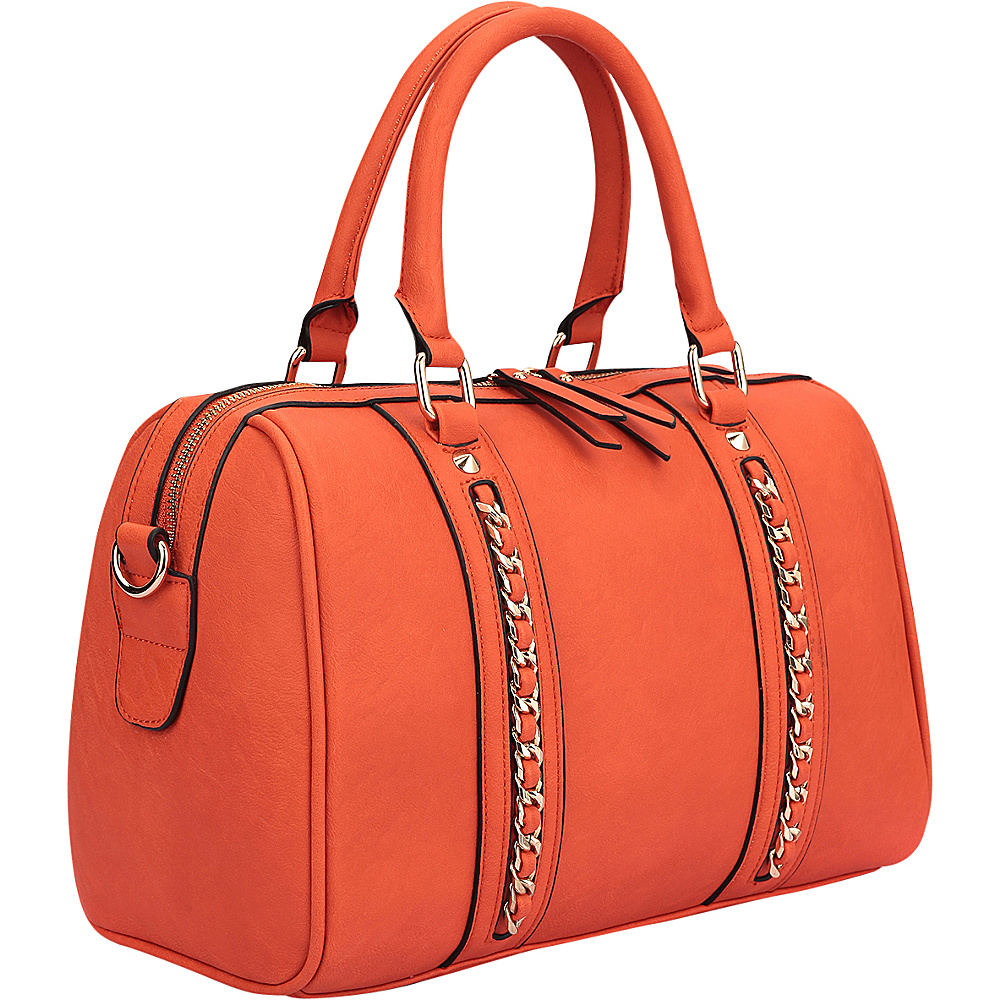 Dasein Faux Leather Medium Satchel Shoulder Bag Orange Dasein Manmade Handbags