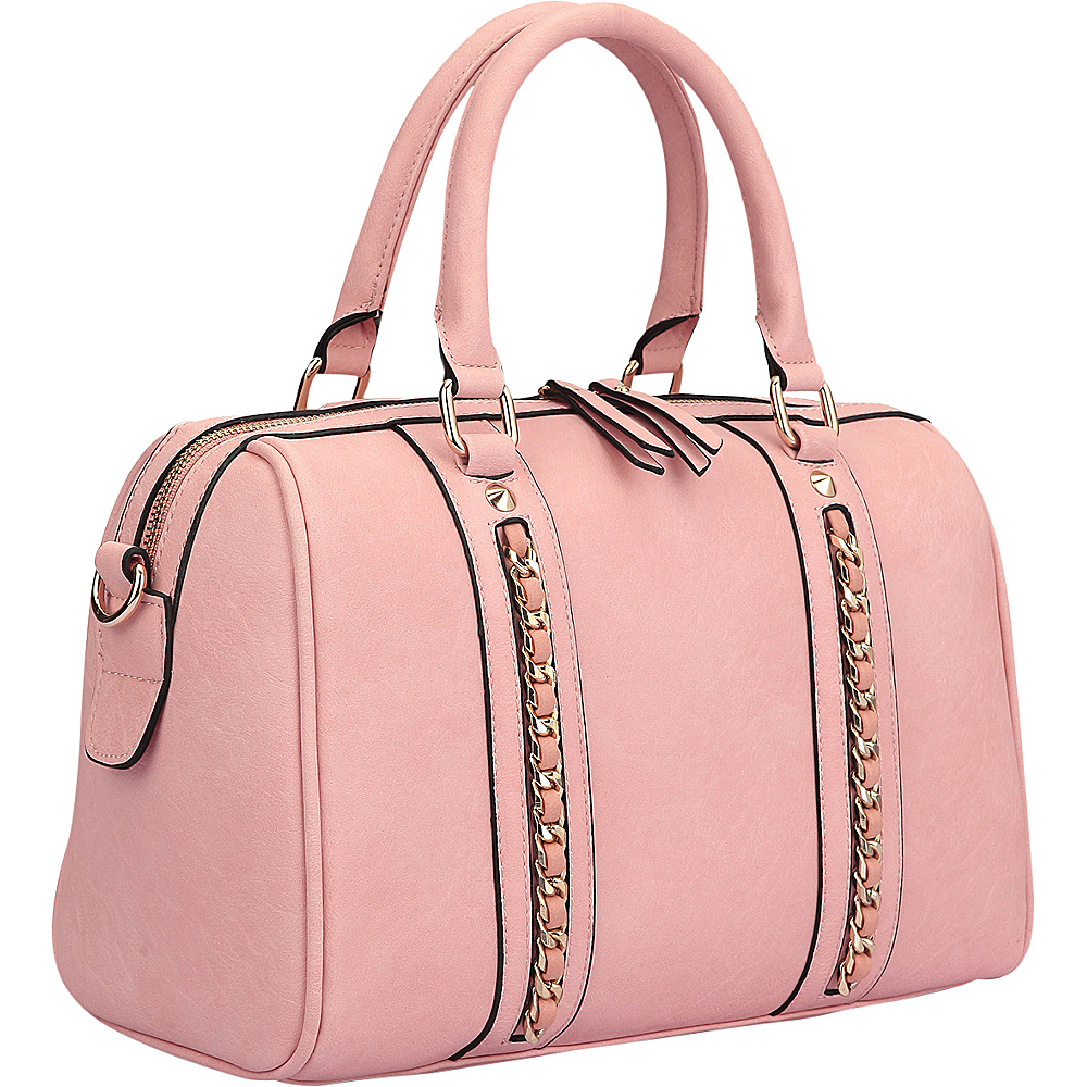 Dasein Faux Leather Medium Satchel Shoulder Bag Light Pink Dasein Manmade Handbags