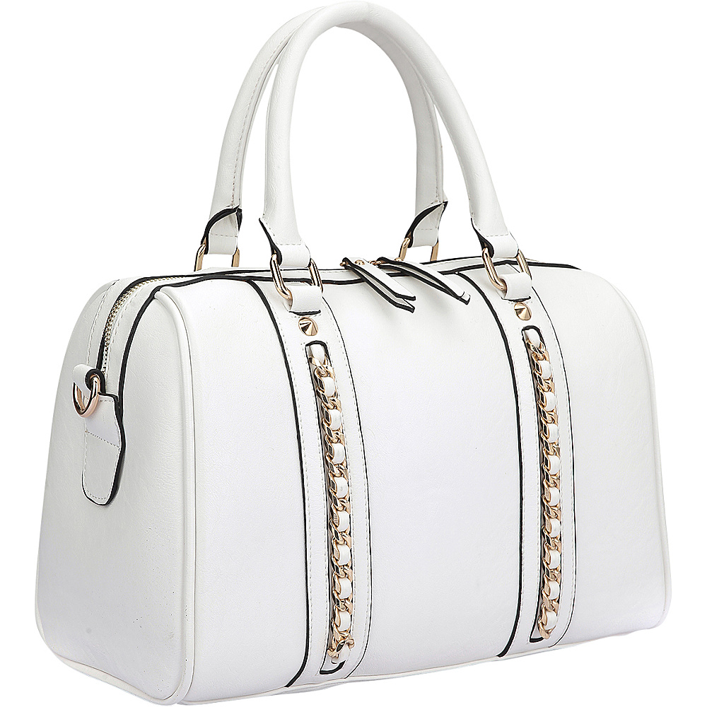 Dasein Faux Leather Medium Satchel Shoulder Bag White Dasein Manmade Handbags