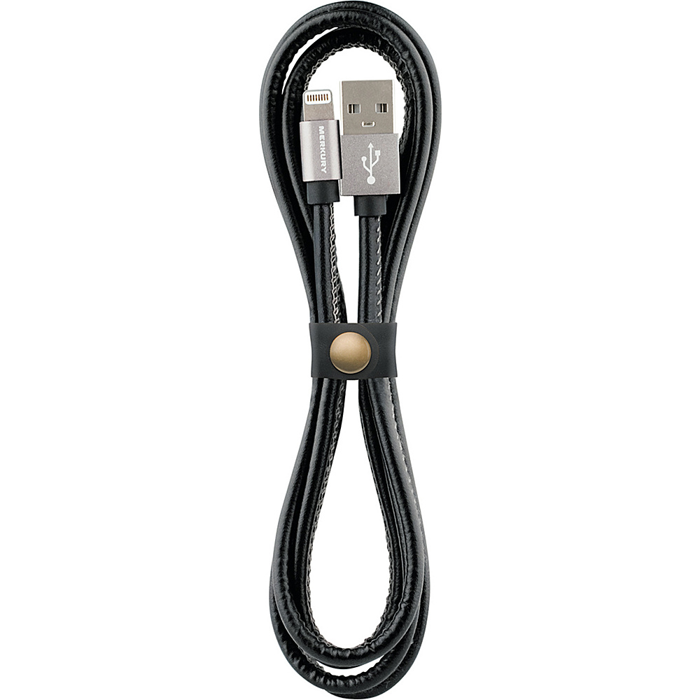 Merkury Innovations 5 Ft. Deluxe Leatherette Lightning Cable with Aluminum Tips Black Merkury Innovations Electronics