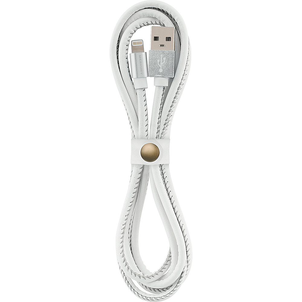 Merkury Innovations 5 Ft. Deluxe Leatherette Lightning Cable with Aluminum Tips White Merkury Innovations Electronics