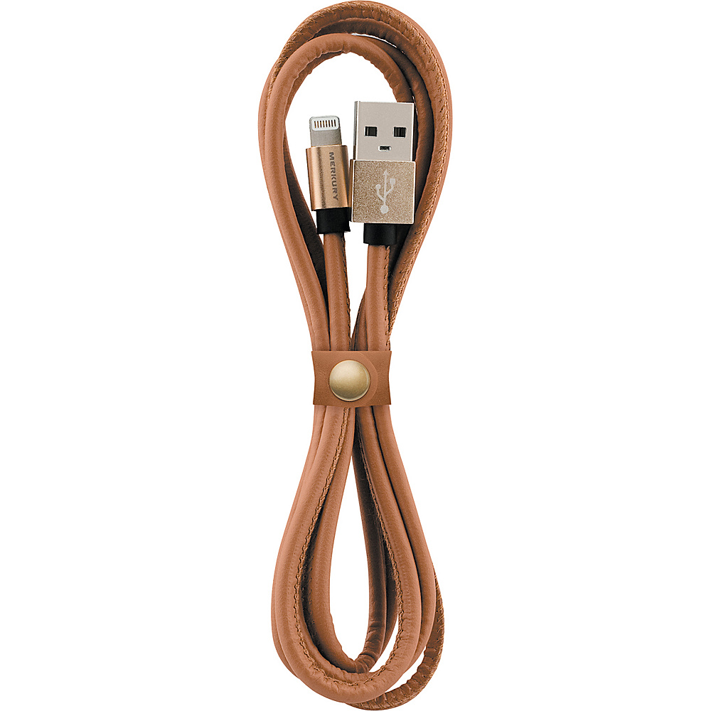 Merkury Innovations 5 Ft. Deluxe Leatherette Lightning Cable with Aluminum Tips Brown Merkury Innovations Electronics
